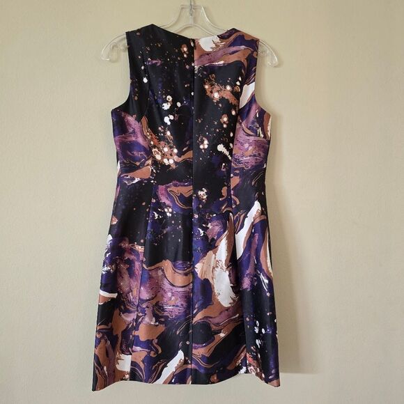 Karen Millen 6 Modern Marble Shift Mini Dress Silk Blend Sleeveless Cocktail - Picture 3 of 9